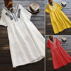 Abiti corti tunica da donna a maniche lunghe allentati Casual da donna a maniche lunghe ricamati messicani etnici - Product Image 4