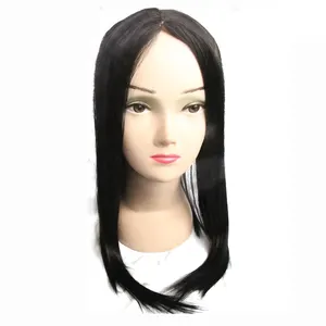 Women's full lace wig 60cm long black wing ladies synthetic wig