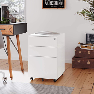 Muebles de oficina de Metal y acero de diseño moderno, armario de archivos con 3 cajones y mango móvil - Product Image 3