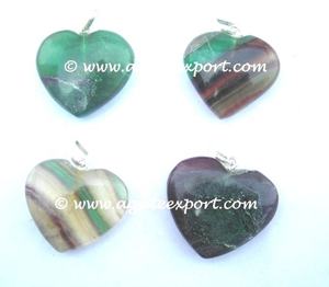 Colgantes de corazones de fluorita, joyería curativa de piedras preciosas, colgante de piedras preciosas - Product Image 1