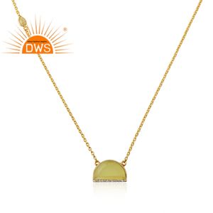 Collar con Colgante de Piedra Lunar Amarilla Natural y Circonitas Cúbicas en Plata de Ley 925, Último Modelo 2026, para Mujer, Fabricante de Joyería - Product Image 2