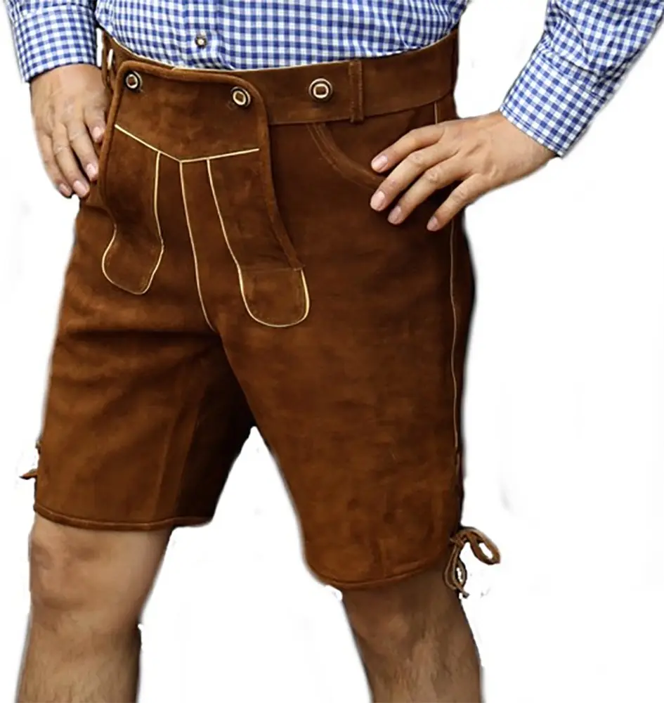 Anpassen OEM bayerischen Lederhosen kurze Trachten Oktoberfest Loden Wildleder Frauen Unisex echte Echt leder Prägung