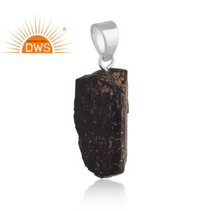 Colgante de Plata de Ley 925 de la Mejor Calidad con Turmalina Negra Natural, Fabricante de Joyería - Product Image 2