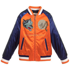 Chaqueta Bomber de satén personalizada unisex en algodón rojo rosa, ropa de invierno con letras, apliques frontales, Logo, patrón de retazos para hombres y mujeres - Product Image 1