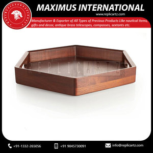 Replicartz IQ-IT-43 Natural Wood Mirror Service Tray with Handles for Eating Coffee Breakfast Afternoon Tea & Decoration - Product Image 2