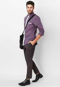 Camisa Casual de Manga Larga con Rayas Clásicas, Algodón/Poliéster, con Tapeta en Contraste y Cuello Camisero para Hombre, ODM/OEM - Product Image 6