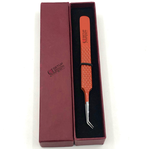 แหนบต่อขนตาทำจากสเตนเลสเคลือบผงสีส้มเข้ม45องศาอุปกรณ์เสริมความงามออกแบบโลโก้ได้ตามต้องการ - Product Image 1