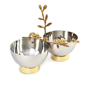 Bol de service rond en acier inoxydable, de service rond en métal de meilleure qualité avec poignées, bol de service avec bol de restauration décoratif très fini de qualité 1 pièce - Product Image 2