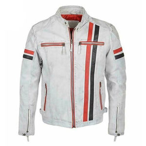 Blouson en cuir blanc pour homme 2025, à manches longues, imperméable, coupe-vent, respirant, taille sur mesure, vêtement d'extérieur d'hiver - Product Image 1