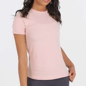 ขายส่งผู้หญิงผ้าฝ้าย100% ธรรมดาบางพอดีเสื้อยืดที่มีโลโก้ที่กำหนดเอง - Product Image 2