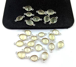 Connecteurs de pierres précieuses en argent sterling aquamarine de forme libre de 8 à 12 mm pour bracelet - Product Image 4