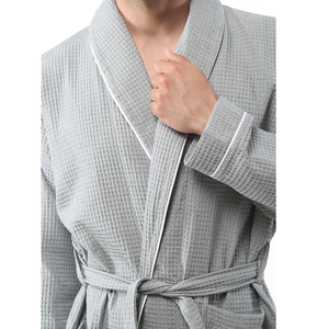 OYA HOME Unisex Long Waffle <b>Shawl</b> Collar Bath Robe Spa Robe for Men and Women - Product Image 3