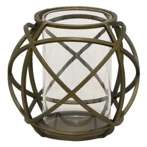 High quality Glass metallic hurricane candle holder Lantern top selling hurricane