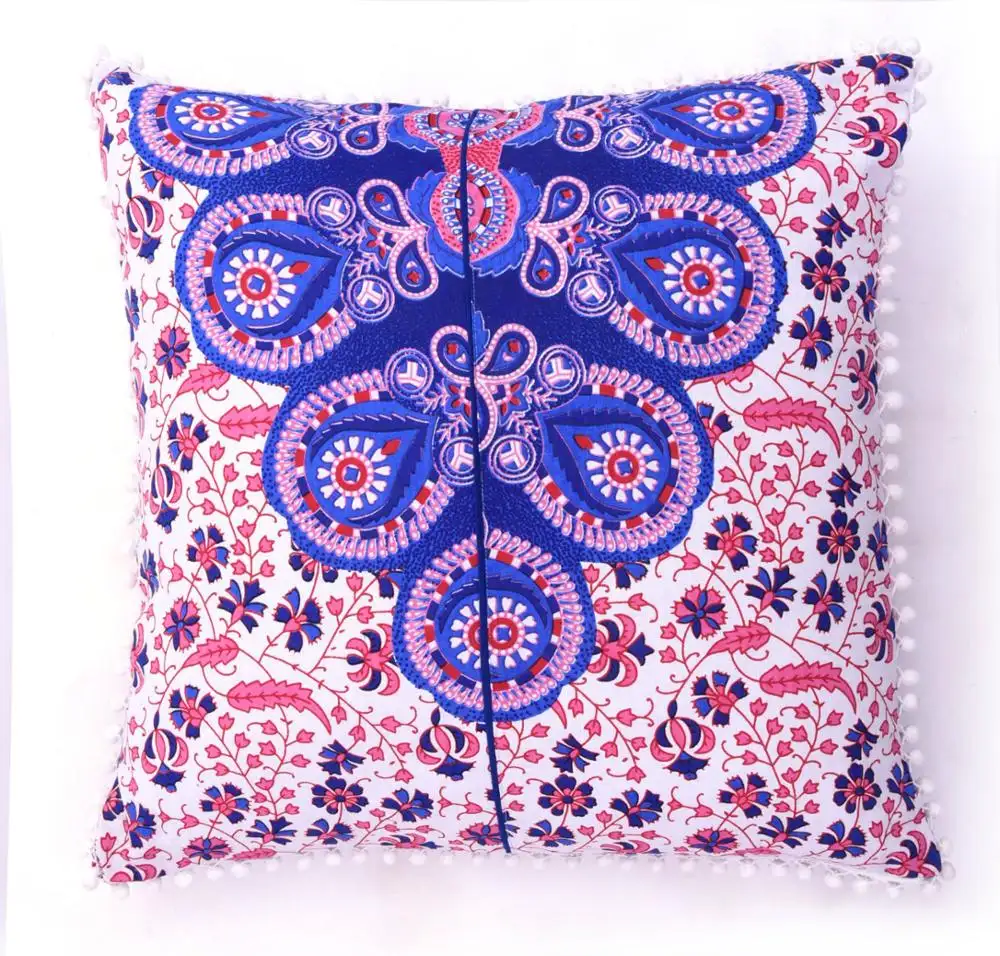 Hohe Qualität 100% Baumwolle 22*22 inch Multi Farbe Indische Siebdruck Kissen Abdeckung Dekorative Sofa Kissen Fall