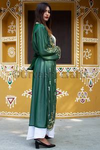 Collection de célébrités musulmanes, caftan fait à la main, accessoire de créateur couleur verte urvashi abaya farasha, produit très vendu, collection 2019 - Product Image 4