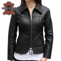Chaqueta de piel de oveja auténtica para mujer, moda de alta calidad, suave, fina
