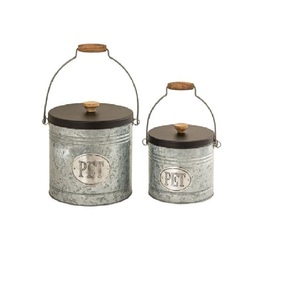 Contenedor de almacenamiento de alimentos galvanizado con tapa y Asa de madera, perfecto para un elegante Almacenamiento y organización en el hogar - Product Image 1