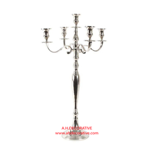 Centres de table de mariage Candélabres nickelés 4 votives en cristal avec bol à fleurs pour sol de mariage Candélabres neufs faits à la main - Product Image 2
