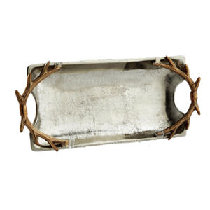 ถาดผลไม้ตกแต่งโบราณสีเงินสำหรับวางตรงกลางด้ามทำในอินเดีย - Product Image 1