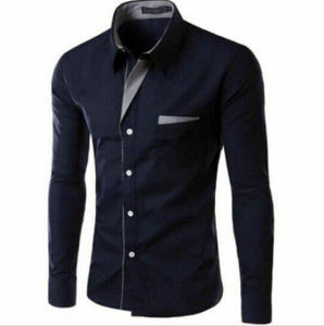 Chemises pour hommes en coton 100% avec logo personnalisé, nouvelle tendance, brodées, manches longues, formelles, unies, grande taille, anti-froissement, respirantes - Product Image 1