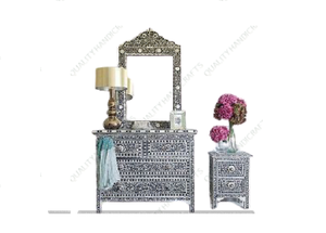 Hueso de incrustación de pecho 4 cajones patrón de Chevron Color naranja sala de hueso de incrustación de muebles de la India por la calidad, artesanía - Product Image 6