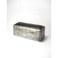 Tabouret de meubles d'avion en aluminium, caisse avec siège en cuir véritable