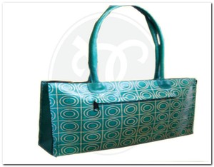 Bolso Tote Moderno de Material PU con Patrón Geométrico de Círculos, Color Verde Azulado, 7 Pulgadas, Gran Capacidad, Cierre de Cremallera, Estilo para Uso Diario - Product Image 2
