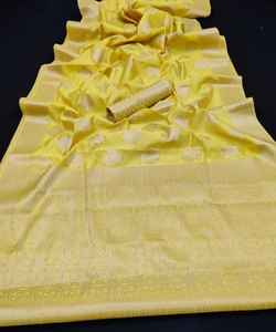 Banarasi Seda Sarees Fiesta Desgaste Boda Indio Étnico - Product Image 1