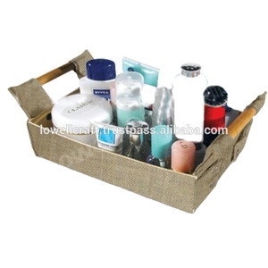 Rectangle Jute Storage Basket with Soft Handle Large Capacity for Cosmetics Organization Rustic Style Tray From Delhi - Product Image 3