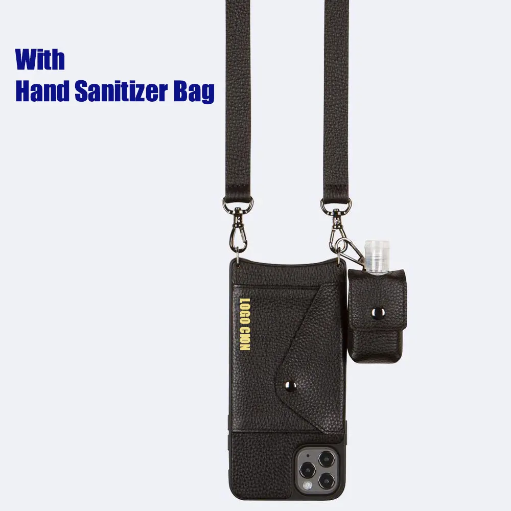 Hand Sanitizer bottle holder ladies women fashion leisure travel crossbody shoulder cell mobile leather phone pouch case bag