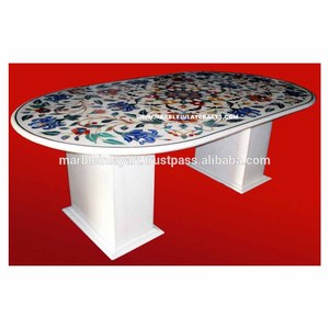 Unique Marble Pietra Dura Oval Table Top - Product Image 1