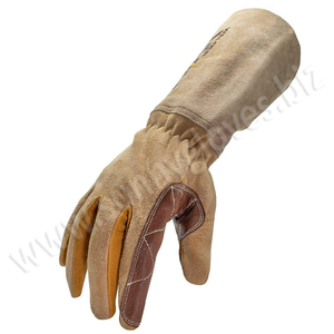 Size 14" Long Cow Split Leather Grey Color Full Lining Working Welding Safety Hand Gloves - Product Image 2