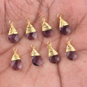 Connecteur de Quartz d'améthyste, biolette Quartz plaqué or, crayon enveloppé de fil, connecteur fait à la main à une boucle, vente en gros, pièces - Product Image 3