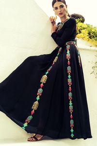 NEW--STYLISH--COLORFUL RESHAM EMBROIDERY--ON--PRETTY--CAFTAN--DRESS---FOR--PARTY--WEAR & Wedding @ 2021 ---- - Product Image 2