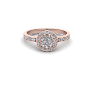 Anillo de Boda con Diamante Redondo Real de 0.75 TCW para Mujer |   Anillo de Compromiso con Halo de Oro Rosa de 14K, Joyería Nupcial de Lujo Premium, Regalo - Product Image 1