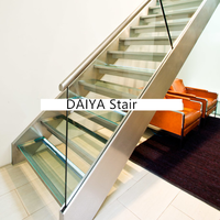 DAIYA escaliers extérieurs avec haute roulement de verre trempé verre proche riser