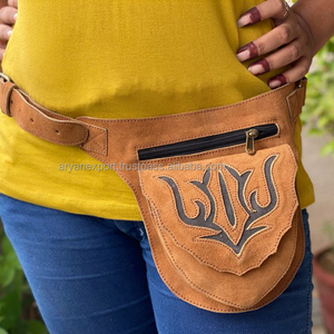 Ceinture en cuir véritable suédé véritable, sac élégant, Vintage, avec poches, à la taille, pour hommes - Product Image 1