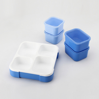 Boîte à déjeuner rangement Bento, Bento en silicone boîtes de rangement pour adultes, bac alimentaire, Rectangle sans BPA, étanchéité des fuites, 4 compartiments