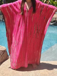2022 New Arrival Women's Tie Dye Kaftan 100% Cotton Breathable Loose Fit Boho Evening <b>Dress</b> Floor-Length Beach Swim <b>Cover</b>-Up for - Product Image 2