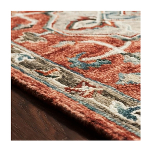 พรมแบบทำมือสุดหรูจากอินเดียทำด้วยมือ VK-15สีแดงแบบหลายบนมือพู่ที่มีความสูงทำจากวัสดุขนสัตว์กำมะหยี่ - Product Image 3