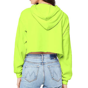 High Quality Cotton Polyester Long Sleeve Hooded <b>Workout</b> Sweatshirt Custom Logo Embroidery Women Crop Top <b>Hoodie</b> - Product Image 2
