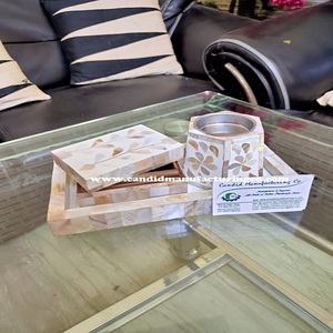 Mother of Pearl Inlay Religious Incense Burner Mubkhar Box Tray Set with <b>Lavender</b> & Bergamot Scent 100% Handmade Home Decor <b>Gift</b> - Product Image 2