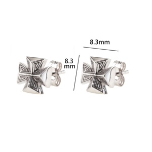 Boucles d'oreilles en argent sterling 925 au design personnalisé, petites boucles d'oreilles à clous simples, boucles d'oreilles à clous en forme de croix, bijoux pour femmes et hommes, bijoux unisexes - Product Image 6