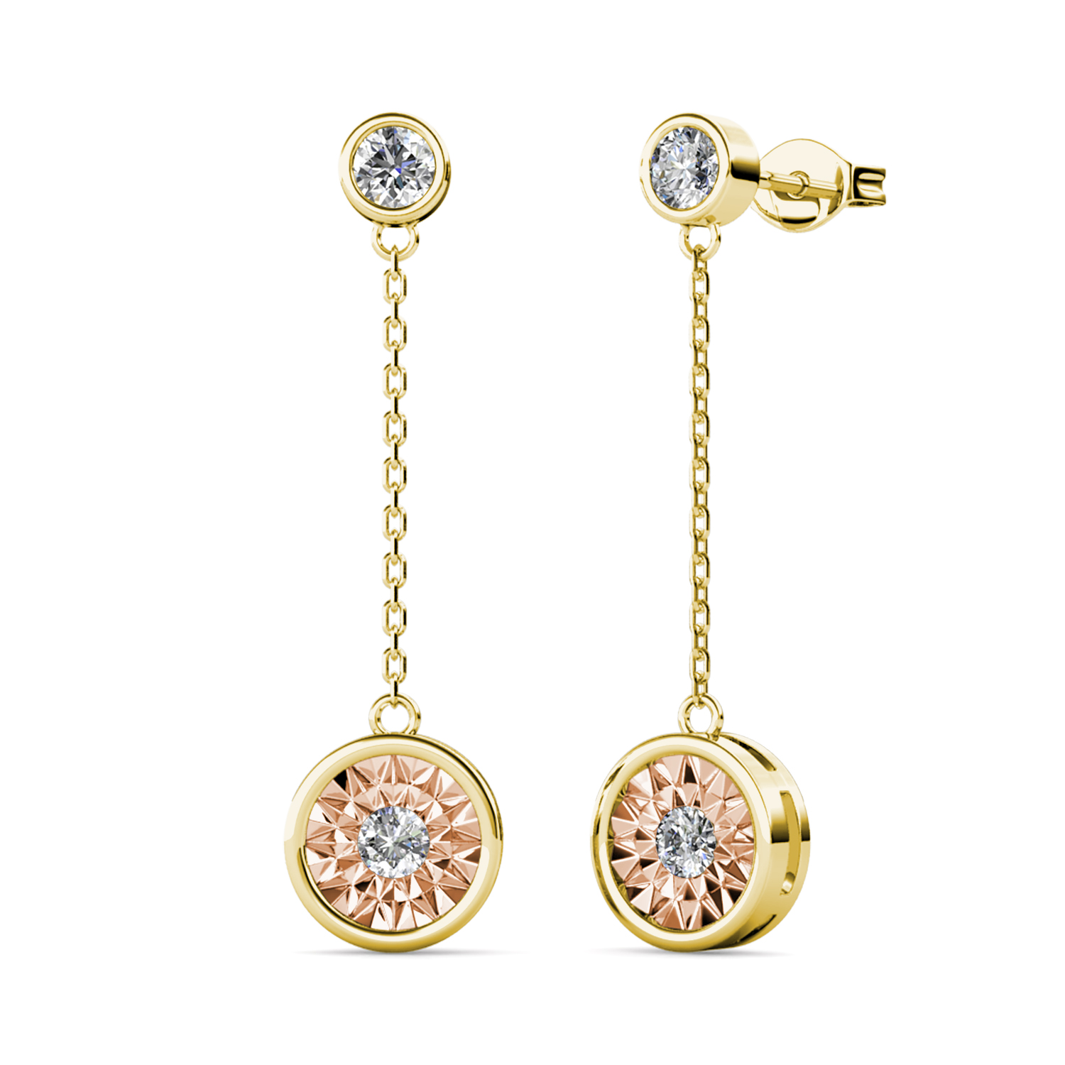 Pendientes minimalistas de latón chapados en oro amarillo y oro rosa de 18 quilates