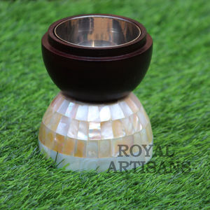 Indian Handmade Agarwood and Resin Burner with Mother of Pearl Inlay Scented <b>Sandalwood</b> Indoor Use Model New for Ramadan - Product Image 1