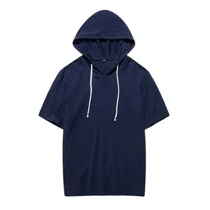 Yüksek kaliteli Jersey kısa kollu hoodie gömlek hoodies tee çiftler için özel kapüşonlu t shirt toptan streetwear