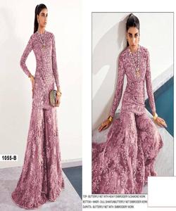 Bleu ciel broderie Sharara indien pakistanais ethnique dames Punjabi Patiala couture disponible en gros costume 3 pièces indien Alphanumero - Product Image 3