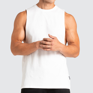 Débardeur extensible blanc sur mesure OEM pour homme/garçon, collection été, 100 % polyester/coton - Product Image 1