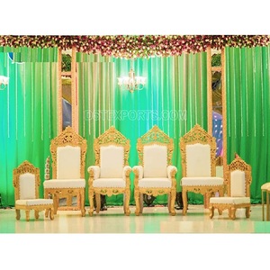 ชุดเก้าอี้จัดงานแต่งงานสีขาวสีทองดีไซน์เนอร์เก้าอี้จัดงานแต่งงานแบบอินเดียเก้าอี้เก้าอี้สำหรับเจ้าสาวเจ้าบ่าวที่นั่งสหรัฐอเมริกา - Product Image 1