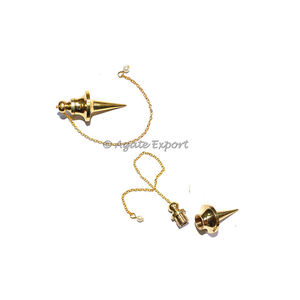 Péndulos de latón abiertos de cono largo Feng Shui Piedra preciosa curativa - Product Image 1